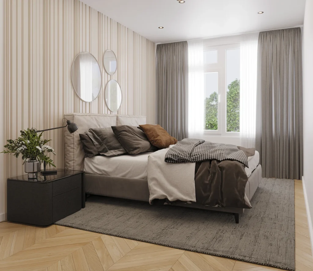 3d artist impression van een slaapkamer in Rotterdam