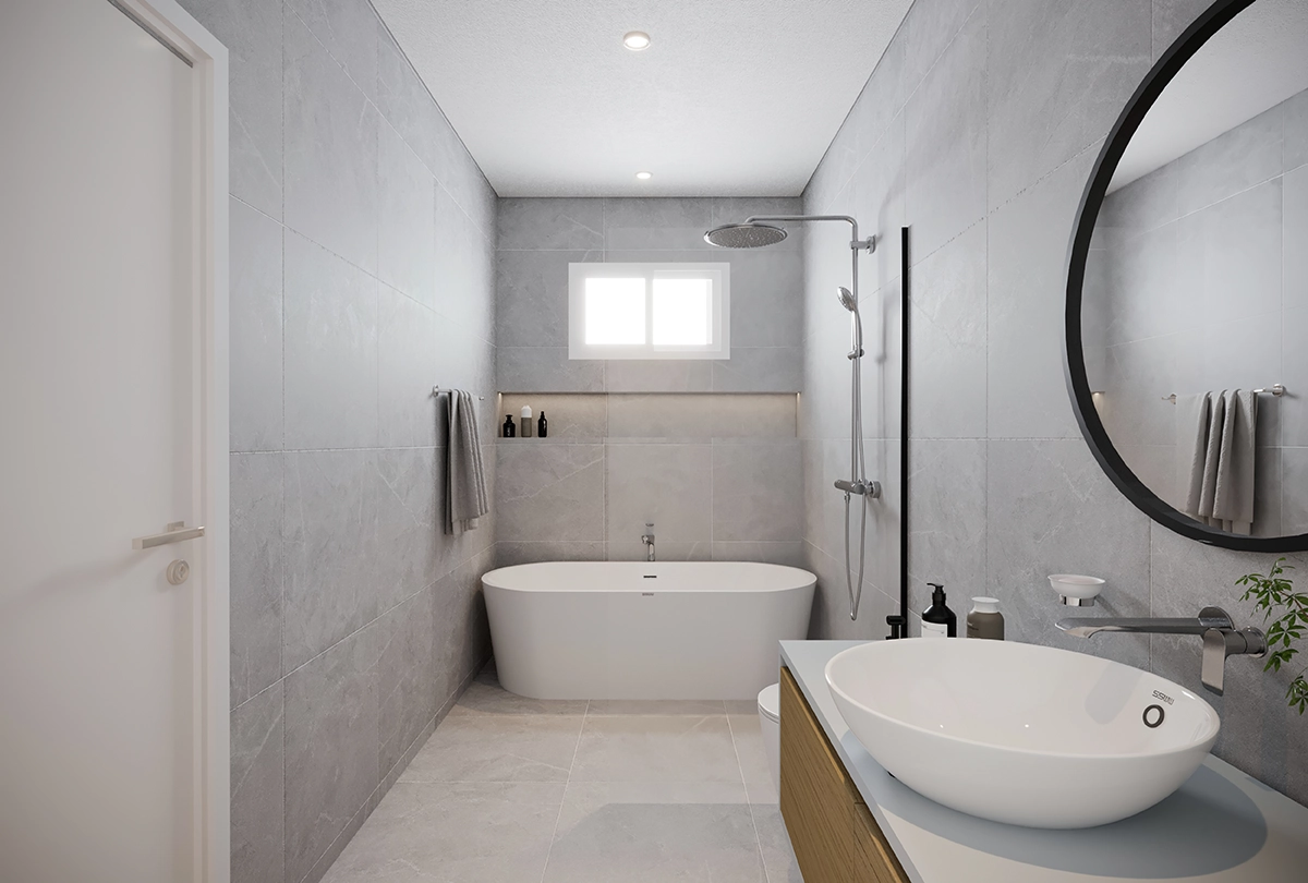 3d interieur ontwerp van een badkamer