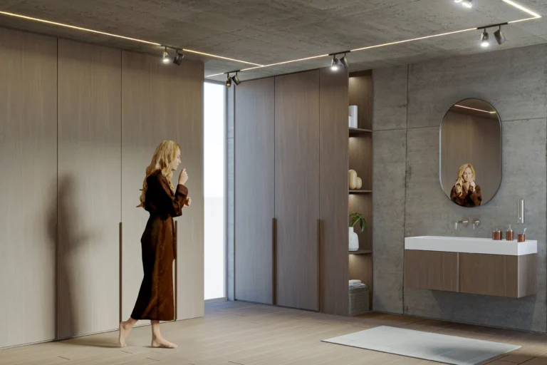 Artist impression van een luxe badkamer voor Alcom Interieur
