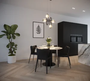 Interieur impressie van een eetkamer in Rotterdam