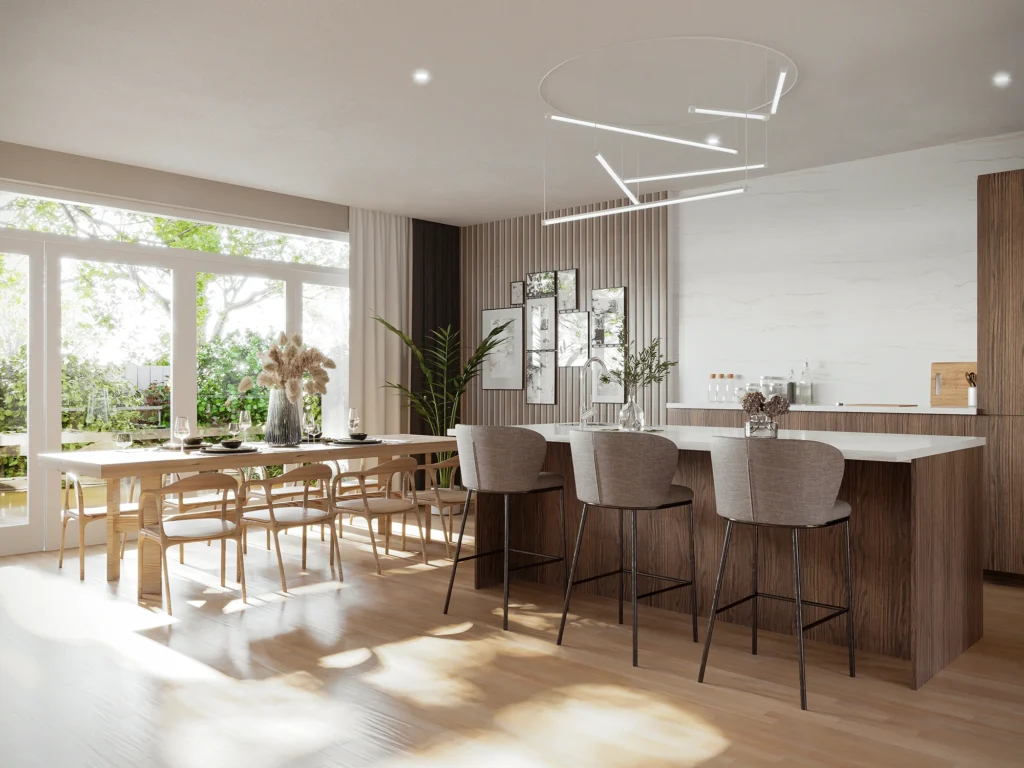 Interieur visualisatie in Amsterdam van een woonkeuken