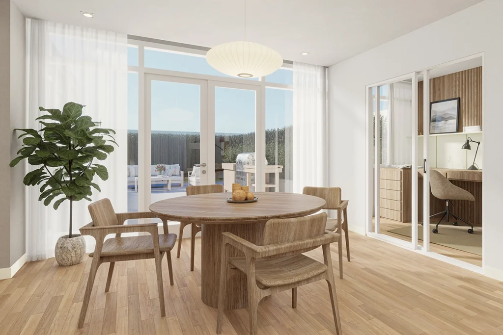 Artist impression interieur eetkamer Leidschendam