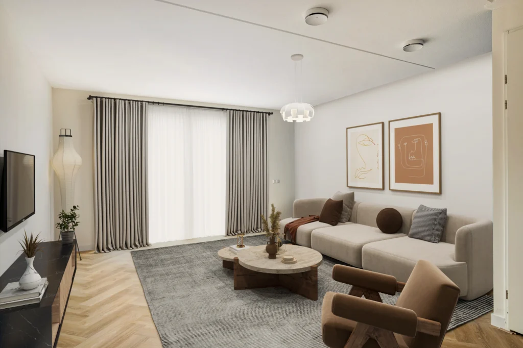 After verkoopstyling woonkamer in Schiedam